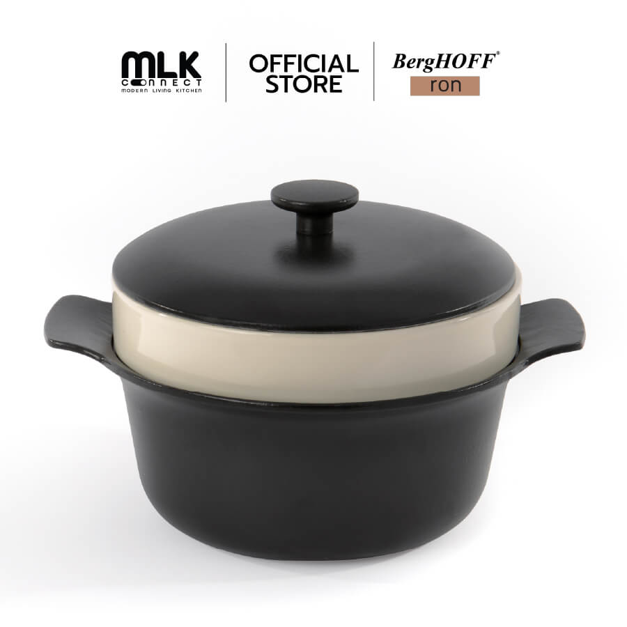หม้อพร้อมฝาเหล็กหล่อ BergHOFF รุ่น Ron ทนทาน 24 ซม. สีดำ 3900040_1